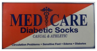 MED CARE DIABETIC SOCKS CASUAL & ATHLETIC CIRCULATION PROBLEMS · SENSITIVE FEET · EDEMA · DIABETES