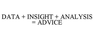 DATA + INSIGHT + ANALYSIS = ADVICE