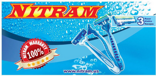 NITRAM 3 RAZOR BLADES NAVAJAS NITRAM WARRANTY 100% WWW.NITRAM.US