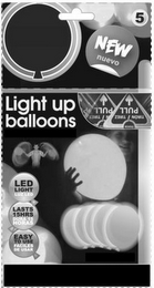 5 NEW NUEVO LIGHT UP BALLOONS LED LIGHTLUZ LED LASTS 15HRS DURA 15 HORAS EASY TO USE FACILES DE USAR TIRON / TIREZ PULL