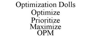 OPTIMIZATION DOLLS OPTIMIZE PRIORITIZE MAXIMIZE OPM