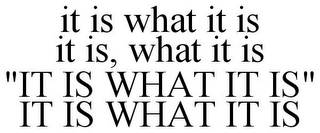 IT IS WHAT IT IS IT IS, WHAT IT IS "IT IS WHAT IT IS" IT IS WHAT IT IS