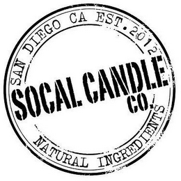 SAN DIEGO CA EST. 2012 SOCAL CANDLE CO. NATURAL INGREDIENTS