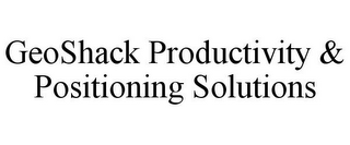 GEOSHACK PRODUCTIVITY & POSITIONING SOLUTIONS