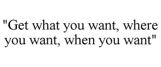 "GET WHAT YOU WANT, WHERE YOU WANT, WHEN YOU WANT"