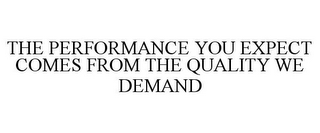 THE PERFORMANCE YOU EXPECT COMES FROM THE QUALITY WE DEMAND