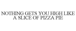 NOTHING GETS YOU HIGH LIKE A SLICE OF PIZZA PIE