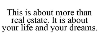 THIS IS ABOUT MORE THAN REAL ESTATE. ITIS ABOUT YOUR LIFE AND YOUR DREAMS.