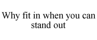 WHY FIT IN WHEN YOU CAN STAND OUT