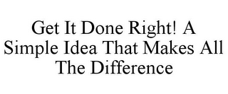 GET IT DONE RIGHT! A SIMPLE IDEA THAT MAKES ALL THE DIFFERENCE