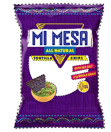 MI MESA ALL NATURAL TORTILLA CHIPS WITHSEA SALT 21G WHOLE GRAIN PURPLE CORN