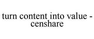 TURN CONTENT INTO VALUE - CENSHARE