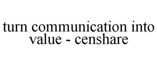 TURN COMMUNICATION INTO VALUE - CENSHARE