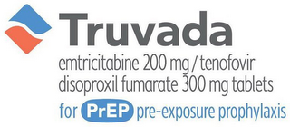 TRUVADA EMTRICITABINE 200 MG / TENOFOVIR DISOPROXIL FUMARATE 300 MG TABLETS FOR PREP PRE-EXPOSURE PROPHYLAXIS