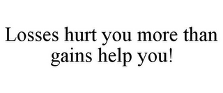 LOSSES HURT YOU MORE THAN GAINS HELP YOU!