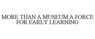 MORE THAN A MUSEUM A FORCE FOR EARLY LEARNING