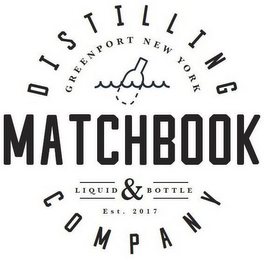 MATCHBOOK DISTILLING COMPANY GREENPORT NEW YORK LIQUID & BOTTLE EST. 2017