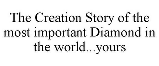 THE CREATION STORY OF THE MOST IMPORTANT DIAMOND IN THE WORLD...YOURS