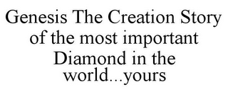 GENESIS THE CREATION STORY OF THE MOST IMPORTANT DIAMOND IN THE WORLD...YOURS