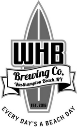 WHB BREWING CO. WESTHAMPTON BEACH, NY EST. 2016 EVERY DAY'S A BEACH DAY