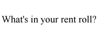 WHAT'S IN YOUR RENT ROLL?