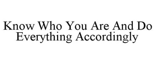 KNOW WHO YOU ARE AND DO EVERYTHING ACCORDINGLY