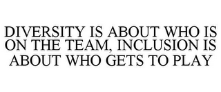 DIVERSITY IS ABOUT WHO IS ON THE TEAM, INCLUSION IS ABOUT WHO GETS TO PLAY