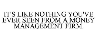 IT'S LIKE NOTHING YOU'VE EVER SEEN FROM A MONEY MANAGEMENT FIRM.