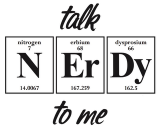 TALK NITROGEN ERBIUM DYSPROSIUM 7 68 66N ER DY 14.0067 167.259 162.5 TO ME