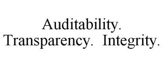 AUDITABILITY. TRANSPARENCY. INTEGRITY.