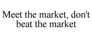 MEET THE MARKET, DON'T BEAT THE MARKET