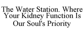 THE WATER STATION. WHERE YOUR KIDNEY FUNCTION IS OUR SOUL'S PRIORITY