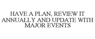 HAVE A PLAN, REVIEW IT ANNUALLY AND UPDATE WITH MAJOR EVENTS