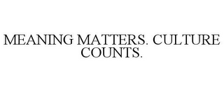 MEANING MATTERS. CULTURE COUNTS.