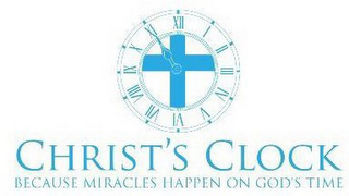 CHRIST'S CLOCK BECAUSE MIRACLES HAPPEN ON GOD'S TIME I II III IV V VI VII VIII IX X XI XII