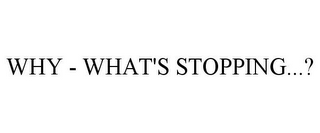 WHY - WHAT'S STOPPING...?