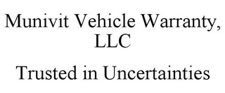 MUNIVIT VEHICLE WARRANTY, LLC TRUSTED IN UNCERTAINTIES