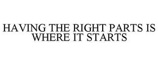 HAVING THE RIGHT PARTS IS WHERE IT STARTS