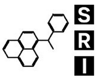 LETTERS "SRI" WITH A MOLECULE LOGO THE LEFT.