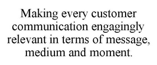 MAKING EVERY CUSTOMER COMMUNICATION ENGAGINGLY RELEVANT IN TERMS OF MESSAGE, MEDIUM AND MOMENT.