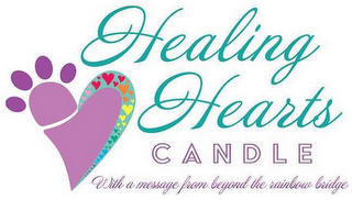 HEALING HEARTS CANDLE WITH A MESSAGE FROM BEYOND THE RAINBOW BRIDGE