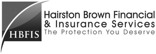 HAIRSTON BROWN FINANCIAL & INSURANCE SERVICES THE PROTECTION YOU DESERVE HBFIS
