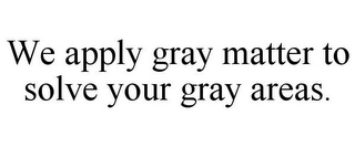 WE APPLY GRAY MATTER TO SOLVE YOUR GRAY AREAS.