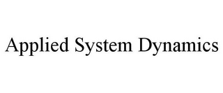 APPLIED SYSTEM DYNAMICS