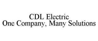 CDL ELECTRIC ONE COMPANY, MANY SOLUTIONS