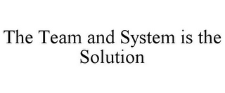 THE TEAM AND SYSTEM IS THE SOLUTION