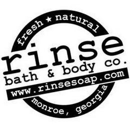 FRESH NATURAL RINSE BATH & BODY CO. WWW.RINSESOAP.COM MONROE, GEORGIA