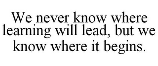 WE NEVER KNOW WHERE LEARNING WILL LEAD, BUT WE KNOW WHERE IT BEGINS.