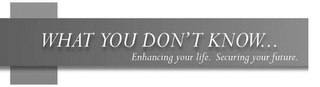 WHAT YOU DON'T KNOW... ENHANCING YOUR LIFE. SECURING YOUR FUTURE.