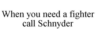 WHEN YOU NEED A FIGHTER CALL SCHNYDER